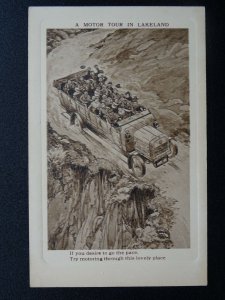 Cumbria A MOTOR TOUR IN LAKELAND BY CHARABANC c1920s Comic Postcard by Valentine