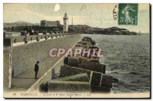 Old Postcard Marseille La Jetee and Lighthouse St. Mary