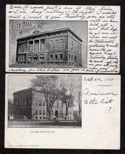 ME Lot 2 Vintage City Hall WATERVILLE MAINE Postcards UDB Undivided Backs PC's