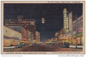Texas Amarillo Polk Street Looking North From Ninth 1951 Curteich