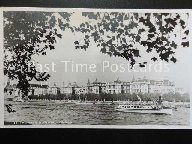 Old RP - St. Thomas's Hospital, London showing Thames Ferry Boat 'FORDSON'