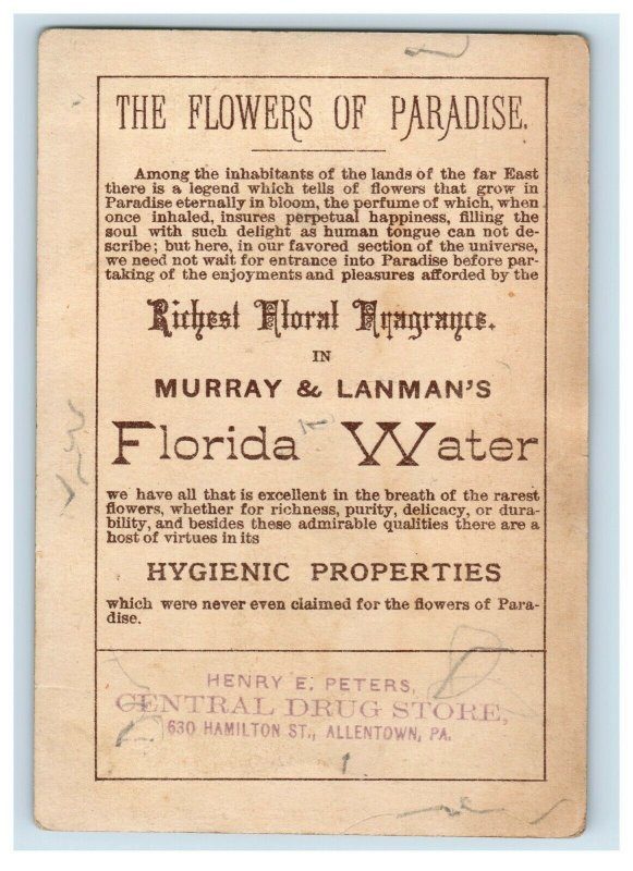 1880's Murray & Lanman Florida Water Perfume The Flowers Of Paradise P172