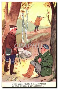 Old Postcard Fantasy Humor Rene Quail Hunting Hunter