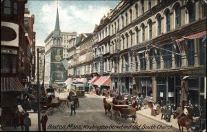 Boston MA Washington St Old South Church 1900s-20s Vintage Postcard