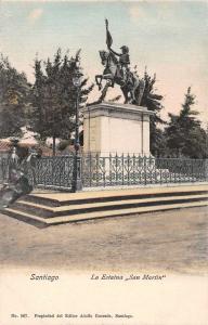 Santiago Chile birds eye view San Martin statue antique pc Z23958