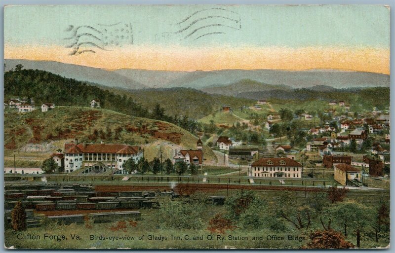 CLIFTON FORGE VA GLADYS INN RAILWAY STATION ANTIQUE POSTCARD railroad depot