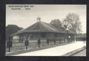 RPPC PALESTINE TEXAS RAILROAD DEPOT TRAIN STATION REAL PHOTO POSTCARD