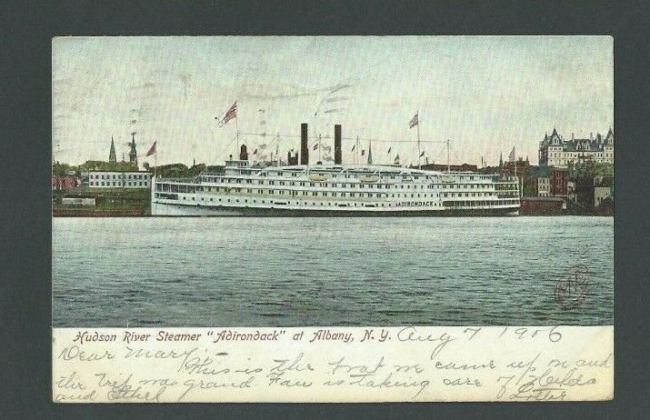 1906 PPC Hudson River Steamer Adirondack At Albany NY UDB