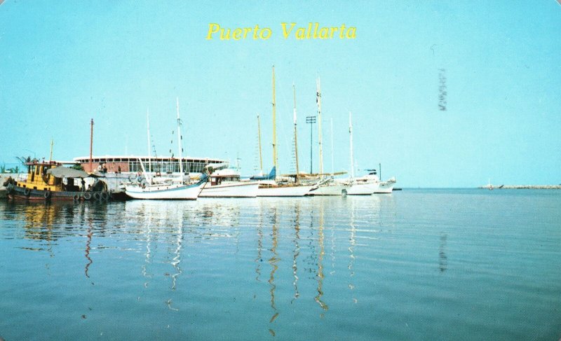 Vintage Postcard Rada The Interior Port at Puerto Vallarta Jalisco Mexico MX