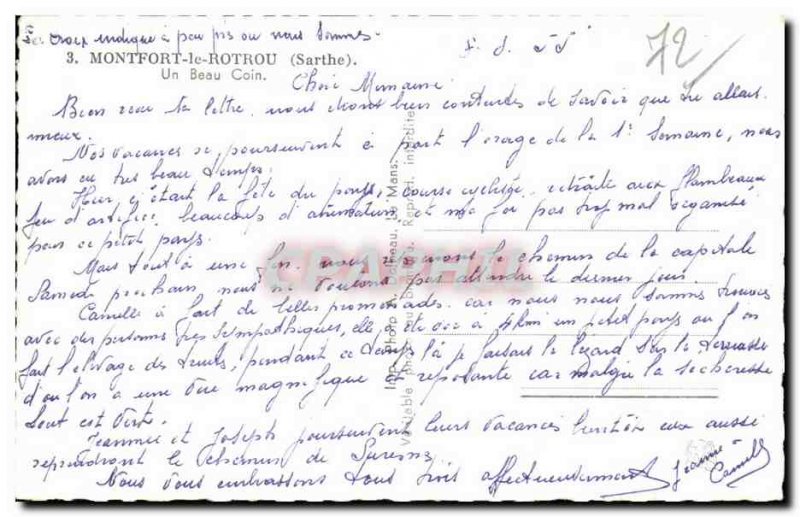 Old Postcard Montfort Rotrou the Sarthe