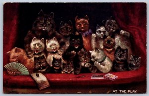 DS1/ Louis Wain Artist Signed Postcard c10 Theatre At The Play Humanized Cats 36
