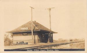 Dawson OK Railroad Station Train Frisco Depot Real Photo Postcard