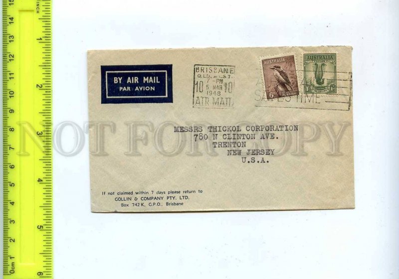 201460 AUSTRALIA to USA 1948 year real posted cover w/ stamps