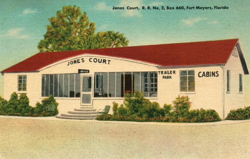 FORT MYERS FL JONES COURT TRAILER PARK VINTAGE POSTCARD