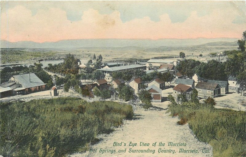 Postcard 1906 California Murietta Birdseye Hot Springs Hand colored CA24-1347