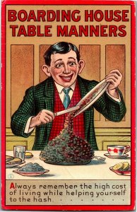 Boarding House Table Manners, an Takes All Food Embossed Vintage Postcard D52 