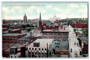 St. Paul Minnesota MN Postcard Bird's Eye View And State Capitol 1907 Antique