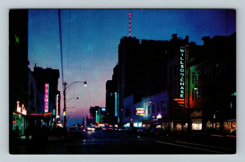 St Petersburg FL-Florida, Central Avenue At Night, Chrome Postcard