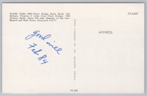 State View~McLean Virginia~Evans Farm Inn Interior~Vintage Postcard