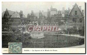 Old Postcard Paris Square and the Museum of Cluny