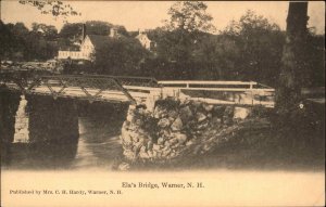 Warner New Hampshire NH Ela's Bridge c1905 Postcard