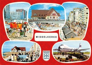 US4486 Belgium Greetings from Middelkerke Plage Promenade Beach Airplane