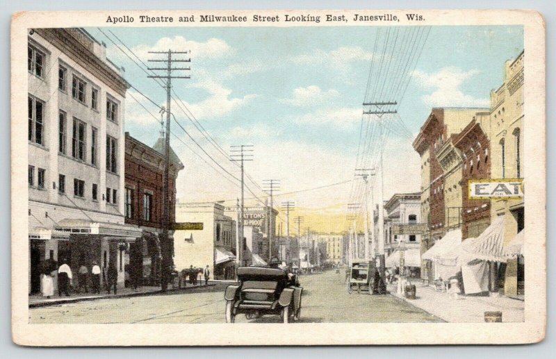 Janesville Wisconsin~Milwaukee Street East~Apollo Theatre~Vintage Car~1920s 