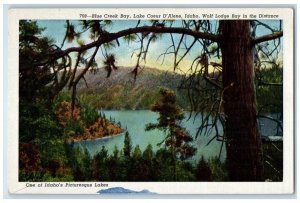 Coeur D'Alene Idaho Postcard Blue Creek Bay Lake Wolf Lodge 1940 Vintage Antique