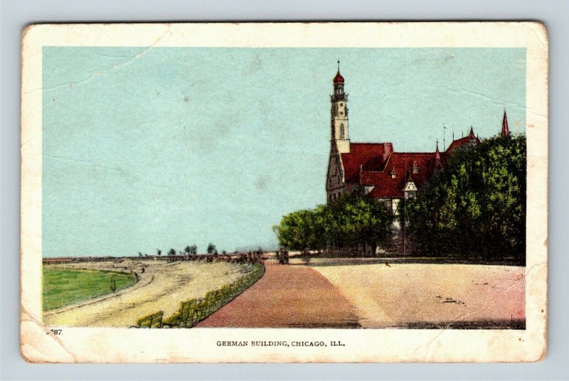 Chicago IL, German, Building, Illinois, Vintage Postcard Z64 