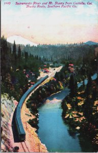 Sacramento River and Mt Shasta California Vintage Postcard C088