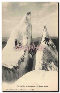 Postcard Ancient Pyramids and Mountaineering crevasse Mont Blanc