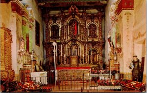 Vtg Mission San Juan Capistrano California Altar in Serra Chapel 1950s Postcard