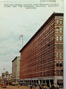 Vintage Postcard Portage Ave Eaton's Store & Somerset Building Winnipeg Manitoba