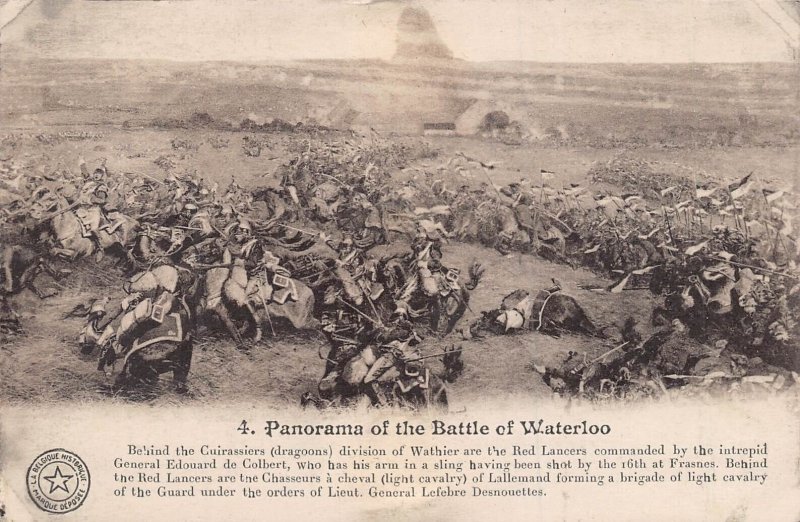 PANORAMA OF THE BATTLE OF WATERLOO-BEHIND THE CUIRASSIERS DRAGOONS #4 POSTCARD