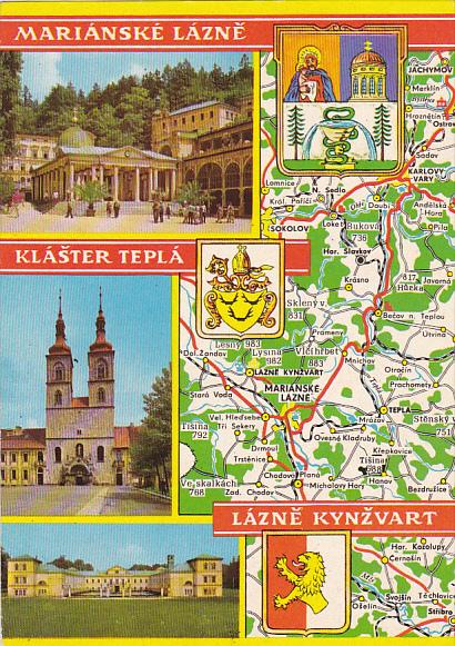 Czechoslovakia Marianske Lazne Multi View With Map