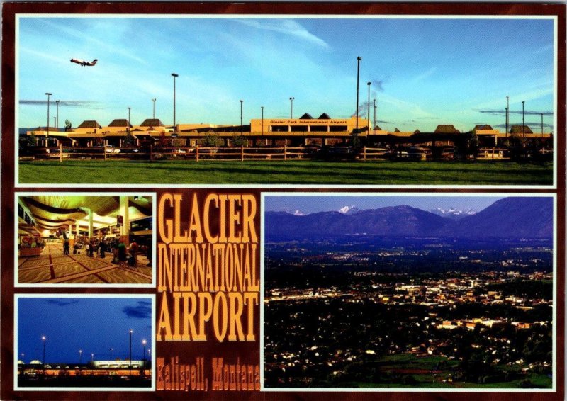 Kalispell, MT Montana GLACIER INTERNATIONAL AIRPORT Terminal~Plane 4X6 Postcard