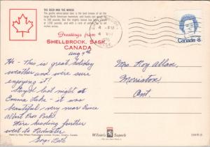 Greetings from Shellbrook SK Deer Moose Multiview c1976 Vintage Postcard D44