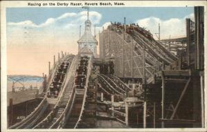 Revere Beach MA Derby Roller Coaster c1920 Postcard