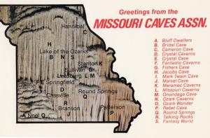Missouri Caves Map Postcard