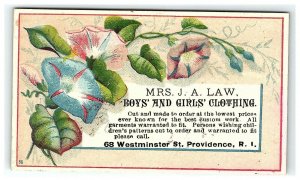 Boys' & Girls Clothing Mrs J A Law Providence RI Victorian Calling Card Floral 