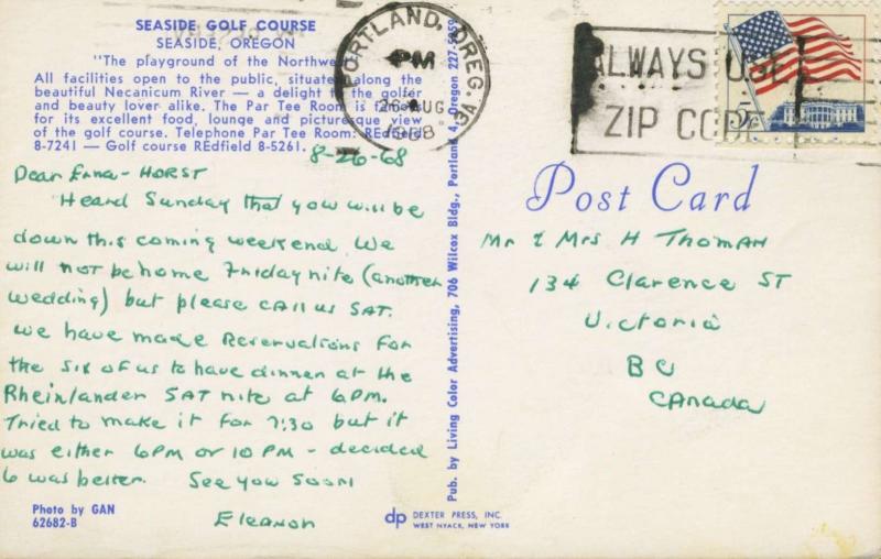 Golf Course Seaside Oregon OR Par-Tee Room Multiview c1966 Vintage Postcard E11