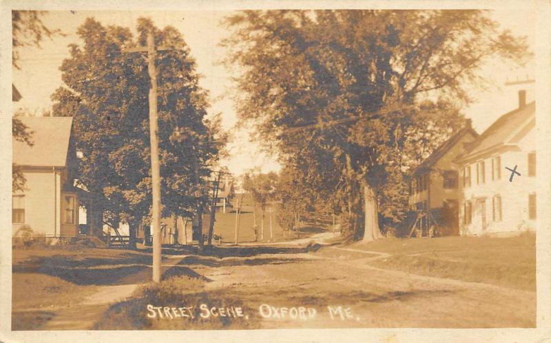 Oxford ME Dirt Street View in 1920 Real Photo Postcard