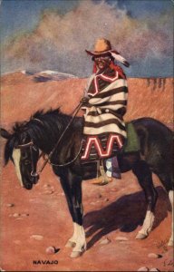 TUCK Native American Indian on Horse #8668 NAVAJO c1910 Postcard