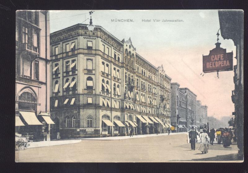 MUNCHEN GERMANY HOTEL VIER JAHRESZEITEN DOWNTOWN VINTAGE OLD POSTCARD