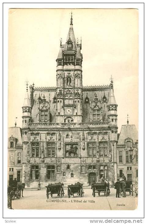 Horse Wagons, L'Hotel De Ville, Compiegne (Oise), France, 1900-1910s
