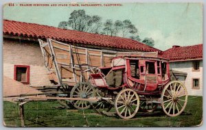 Sacramento California 1909 Postcard Prairie Schooner And Stage Coach
