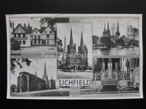 Staffordshire LICHFIELD 5 Image Multiview c1957 Old RP Postcard by Walter Scott