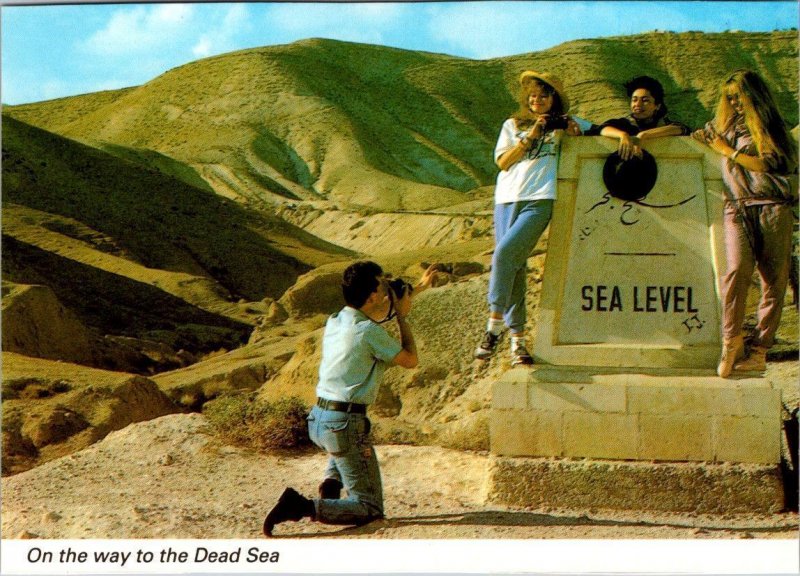 4~4X6 Postcards Israel, Asia  THE DEAD SEA  Tourists~Photographer~Swimmers~Salt