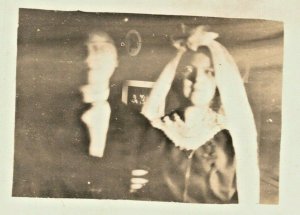 Vintage 1910's RPPC Postcard - Husband and Wife Wedding Photo Gone Wrong Creepy