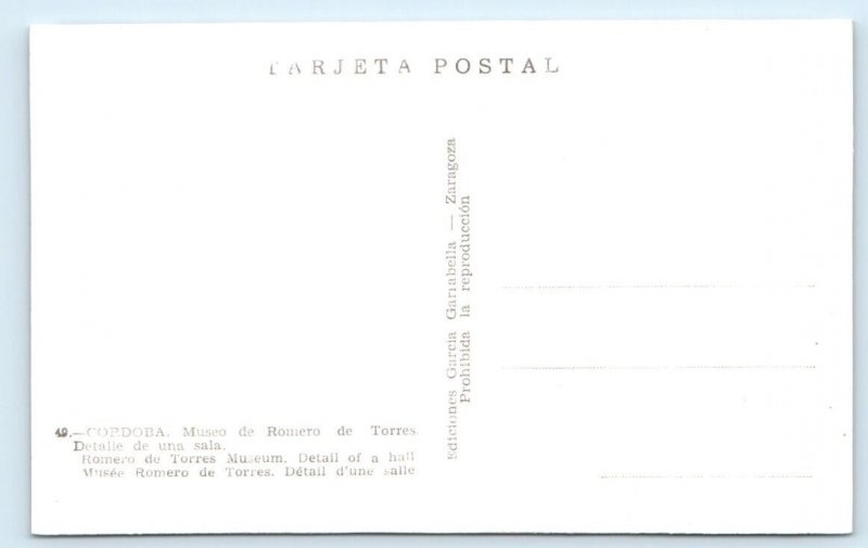 RPPC Cordoba - Museo de Romero de Torres - SPAIN Postcard